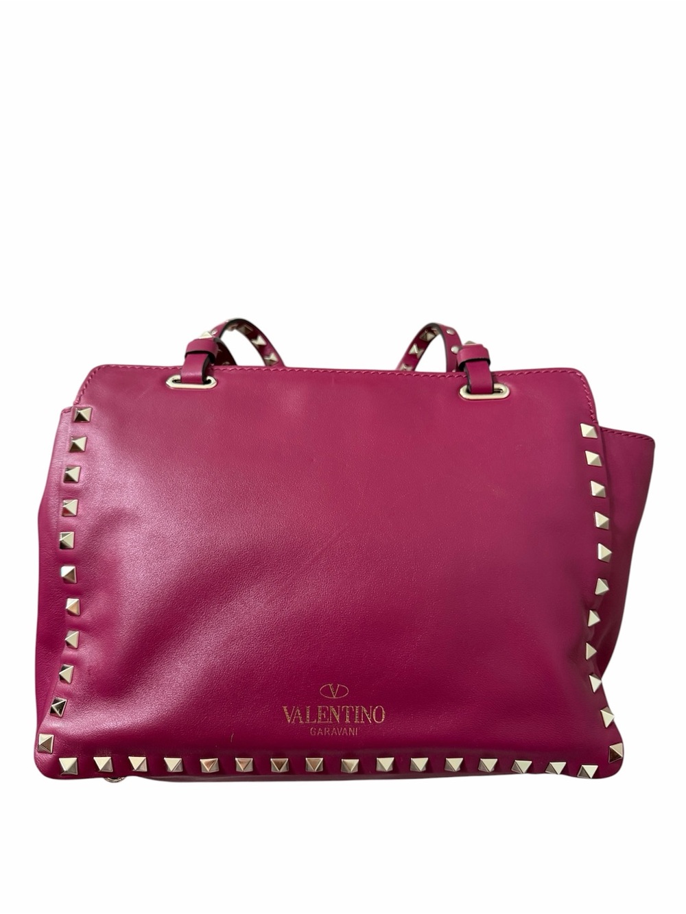 Valentino Garavani Fuchsia Leather Rockstud Tote